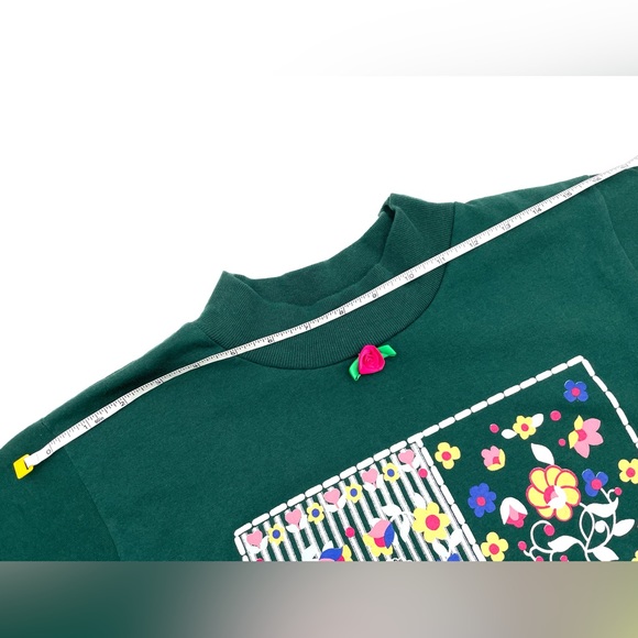 GUC VTG Joggles “Ugly Sweater”, Valentine’s Day Floral Hearts Top in Green 14 - Picture 4 of 11